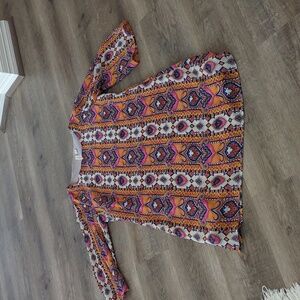 Tacera Pink and Orange Geometric Tunic Top